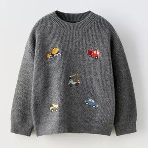 EMBROIDERED CARS KNIT SWEATER